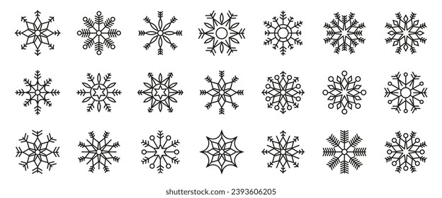 Collection of snowflakes. Snowflake shapes. Vector illustration