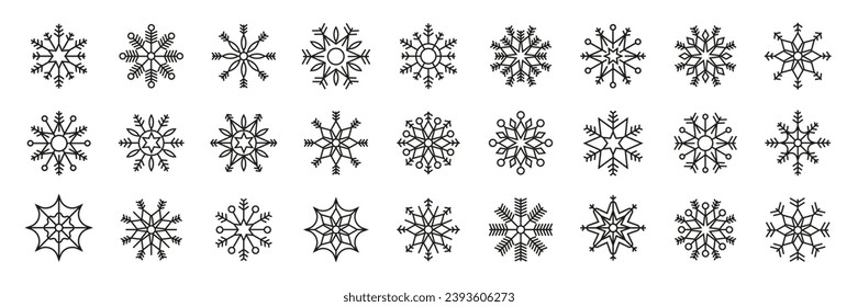 Collection of snowflakes. Snowflake shapes. Vector illustration
