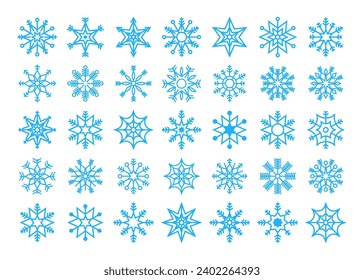 Collection of snowflakes. Snowflake shapes. Vector illustration