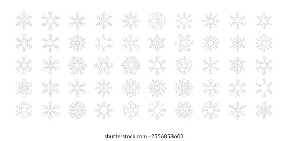 Collection of snowflakes. Snowflake shapes. Vector illustration