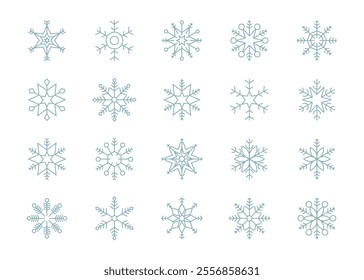 Collection of snowflakes. Snowflake shapes. Vector illustration