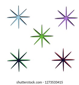 Collection of snowflakes. Vector design of winter multicolored snowflakes, festive stars for new year background.