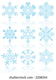 Collection of snowflakes, vector illustration