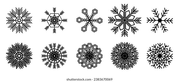 Colección de copos de nieve - Ilustración vectorial