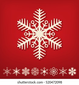 Collection of Snowflakes Vector Red