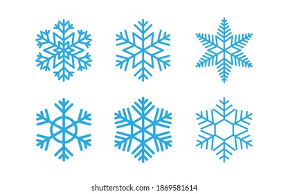 Collection of snowflakes vector set isolated on white background