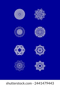 Eine Sammlung von Schneeflocken in Weiß und Blau