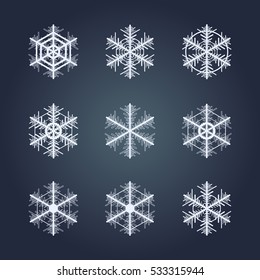 Collection of snowflakes. Winter decorative element.