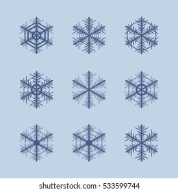 Collection of snowflakes. Winter decorative element.