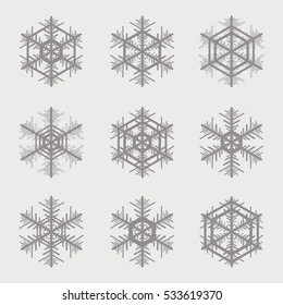 Collection of snowflakes. Winter decorative element.