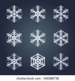 Collection of snowflakes. Winter decorative element.