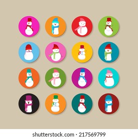 Collection Of snowman  christmas Labels And Icons