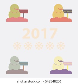 collection of Snowman Vector illustration of Snowman and wooden notice
