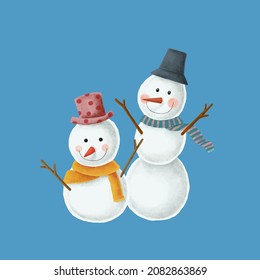 The collection of snowman wear a winter theme. Graphic resource about winter and christmas for content , banner, sticker label and greeting card.