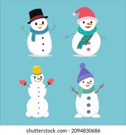 Collection of snowmen in different clothes