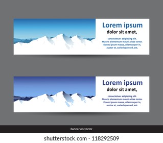 Collection Of Snowy Mountain Range Banners, Vector, EPS 10