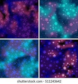 Collection of snowy seamless patterns (eps10); jpg version also available