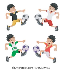 collection of soccer children player with the vector