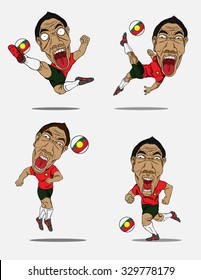 Collection soccer players. Vector design