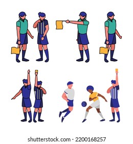 collection of soccer referee vector images, top view. perfect for football match design and celebrating world football championship to be held in qatar