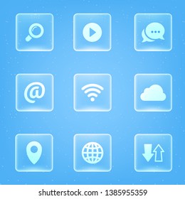 A collection of social icons on a blue background