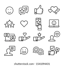 Collection of social media icons and emoticons symbolizing social interaction and giving likes, thumbs up buttons