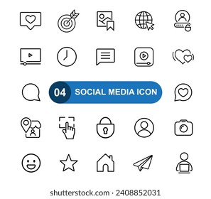 Collection of social media icons. Icon set of the most popular social media.
