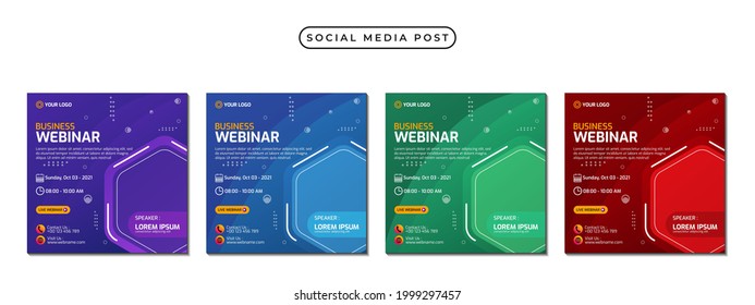 Collection of social media post banner templates. Perfect for business webinars, marketing webinars, online class programs, etc.