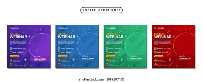 Collection of social media post banner templates. Perfect for business webinars, marketing webinars, online class programs, etc.