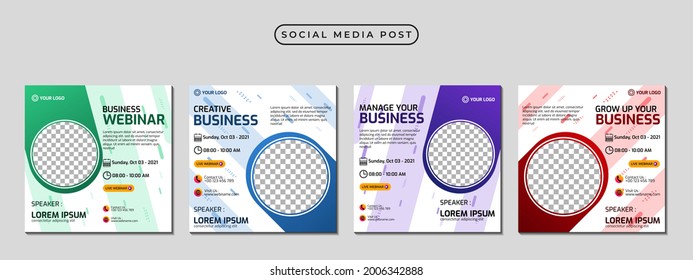 Collection of social media post banner templates. Perfect for business webinars, marketing webinars, online class programs, etc.