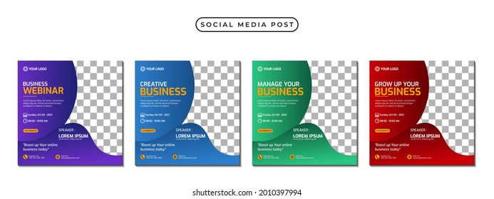 Collection of social media post banner template design. Perfect for business webinar, marketing webinar, online class program, etc
