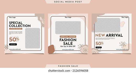 Collection of social media post banner template design. For digital marketing, promotion brand fashion, etc