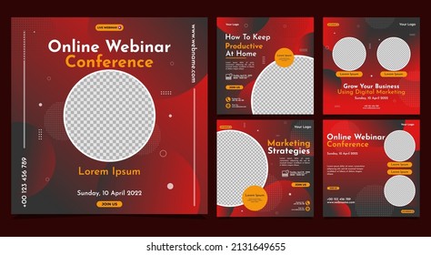 Collection of social media post banner templates. Perfect for business webinars, marketing webinars, online class programs, etc.