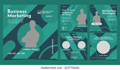 Collection of social media post banner templates. Perfect for business webinars, marketing webinars, online class programs, etc.