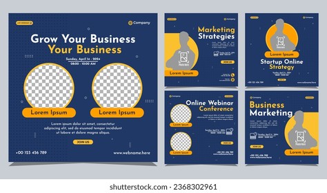 Collection of social media post banner template. Perfect for business webinars, marketing webinars, online class programs, etc