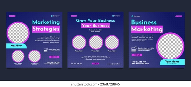 Collection of social media post banner template. Perfect for business webinars, marketing webinars, online class programs, etc.