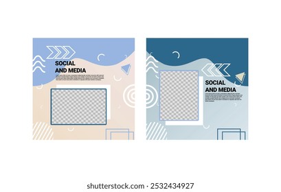 collection of social media post banner design templates with vector illustrations