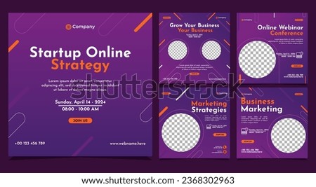Collection of social media post banner template. Perfect for business webinars, marketing webinars, online class programs, etc Foto stock © 