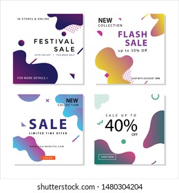 Collection of social media post template with Fluid gradient shapes composition graphic element. For social media post, stories, story, internet web banner