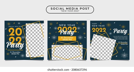 Collection of social media post template designs New year party invitations for banners, posters, advertising, etc.