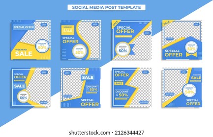 Collection of social media post template designs. can be edited as needed. suitable for digital marketing.
