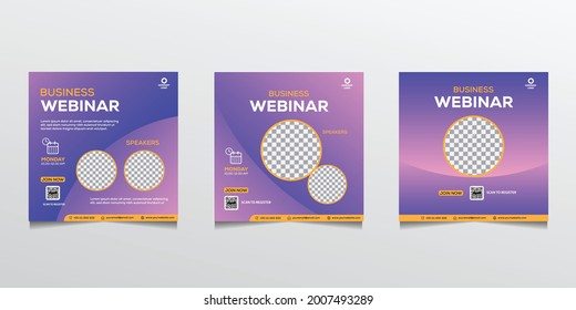 Collection of social media post templates. perfect for business webinar, creative webinar and other online seminars