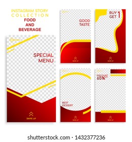 Collection of social media story food and beverage template. template for story on Social media.