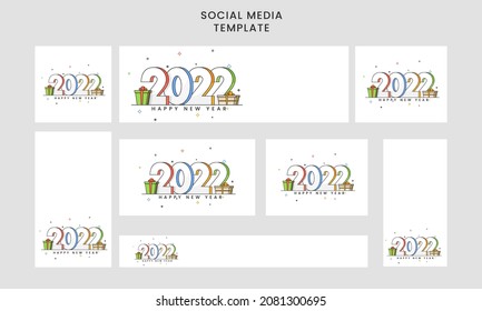 Collection Of Social Media Template And Banner Layout For 2022 New Year Celebration.