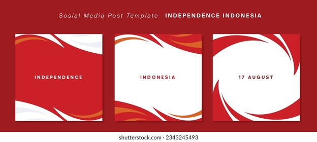 a collection of social media templates for Indonesia's independence day, with the theme of red and white ornaments. vector illustration