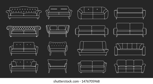 Collection of sofa illustration. Sofa vector Icons. Furniture design. Comfortable couch collection for interior design. 