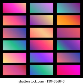Collection of soft color background gradient. Plates with gradient effect. Vector illustration.