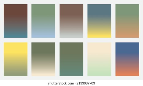 Kollektion von weichen, glatten Farbverlauf-Hintergründen für Grafikdesign. Vektorgrafik.