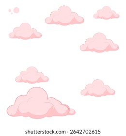 Collection of soft pink clouds on white background