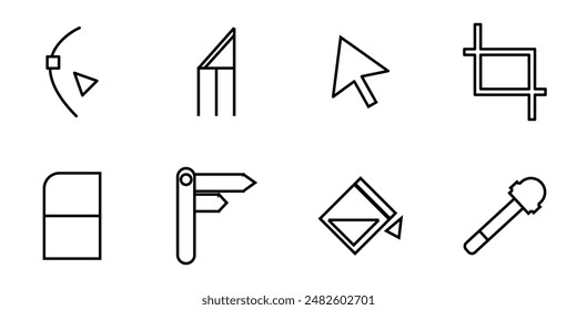 collection of software interface icons coreldraw.tools, cursor, minimalist, random